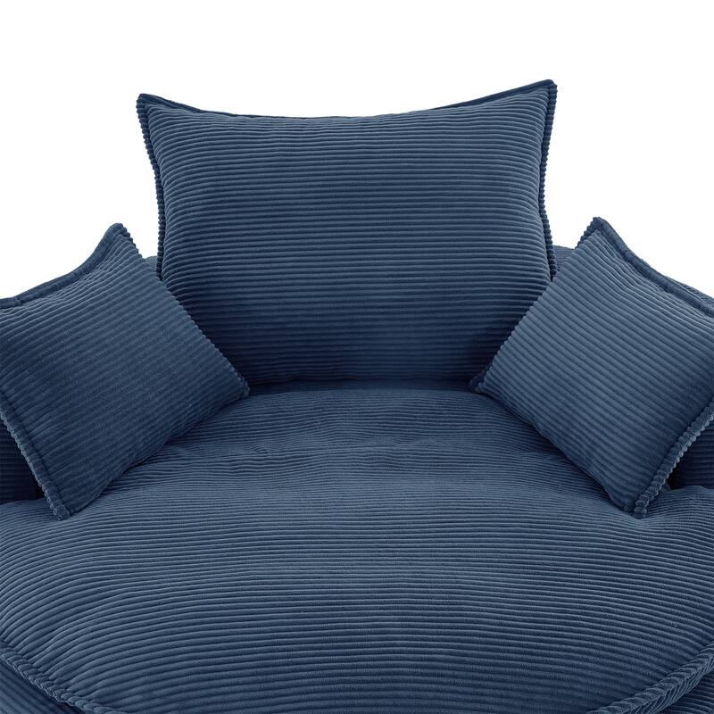 360° Swivel Sofa Chair Accent Barrel Chair 57.5" Swivel Round Chair with Dual-layer Cushion Design and 3 Removable Pillows