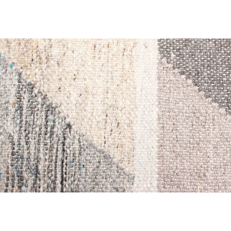 ECARPETGALLERY Flat-Weave Ankara FW Light Grey Wool Kilim - 5'2 x 7'8