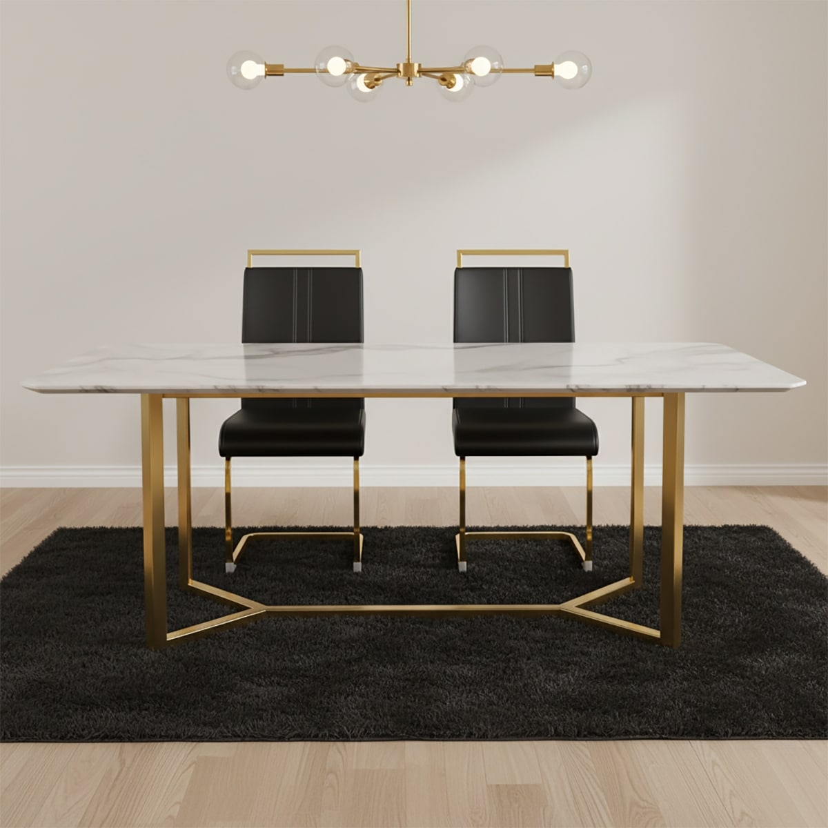 Modern Classic PU Faux Leather Upholstered Dining Chairs, Set of Two