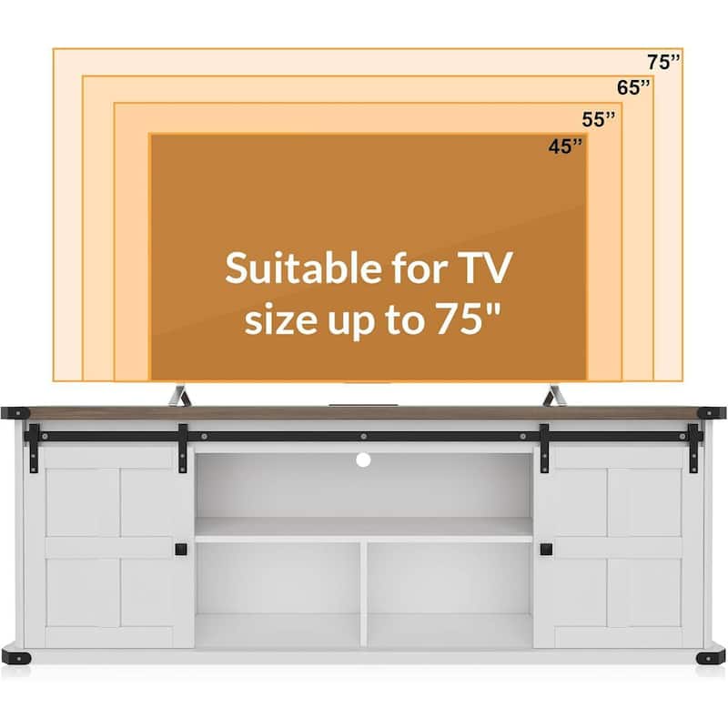 Mid Century Entertainment Center TV Stand for 77 Inch TVs with Storage Cabinets for Living Room - N/A