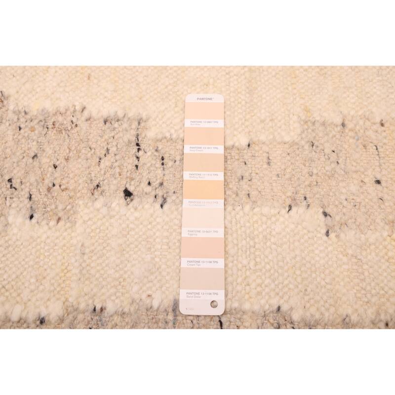 ECARPETGALLERY Flat-Weave Marrakech Cream Wool Kilim - 5'6 x 7'4