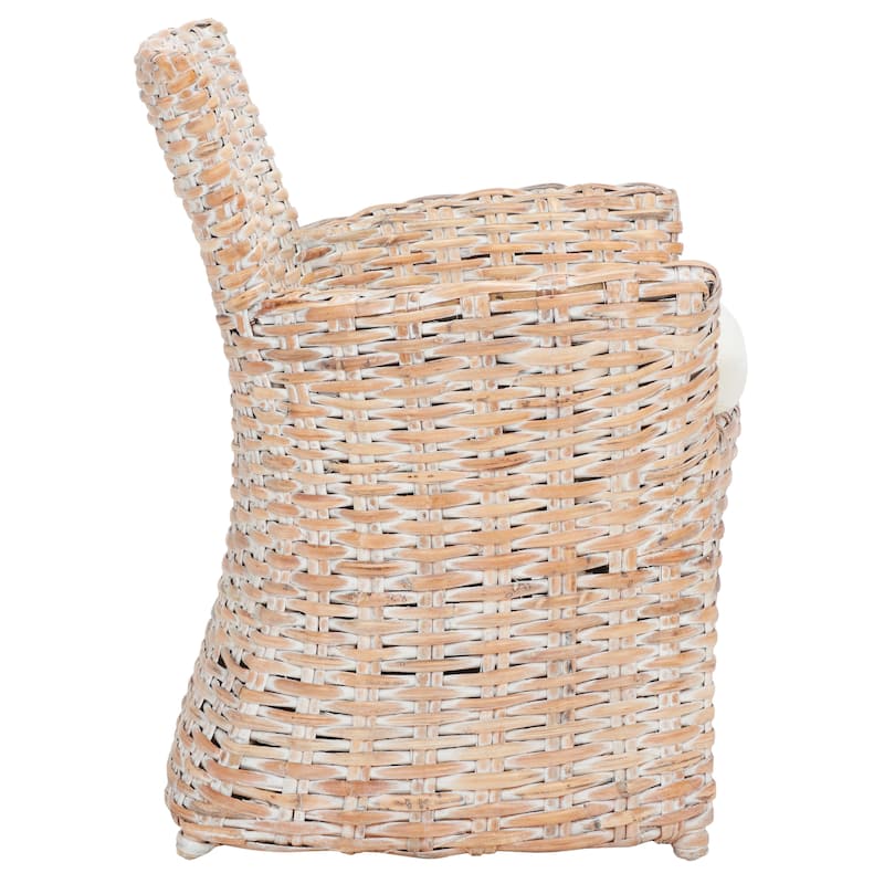 SAFAVIEH Ginny Wicker Washed Out Grey Arm Chair - 28" W x 24" D x 33" H - 28Wx24Dx33H