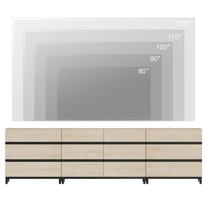 Modern TV Stand for TVs up to 120 inches, 3 in 1 TV Console with 12 Drawers, Media Console with Adjustable Shelf for Living Room