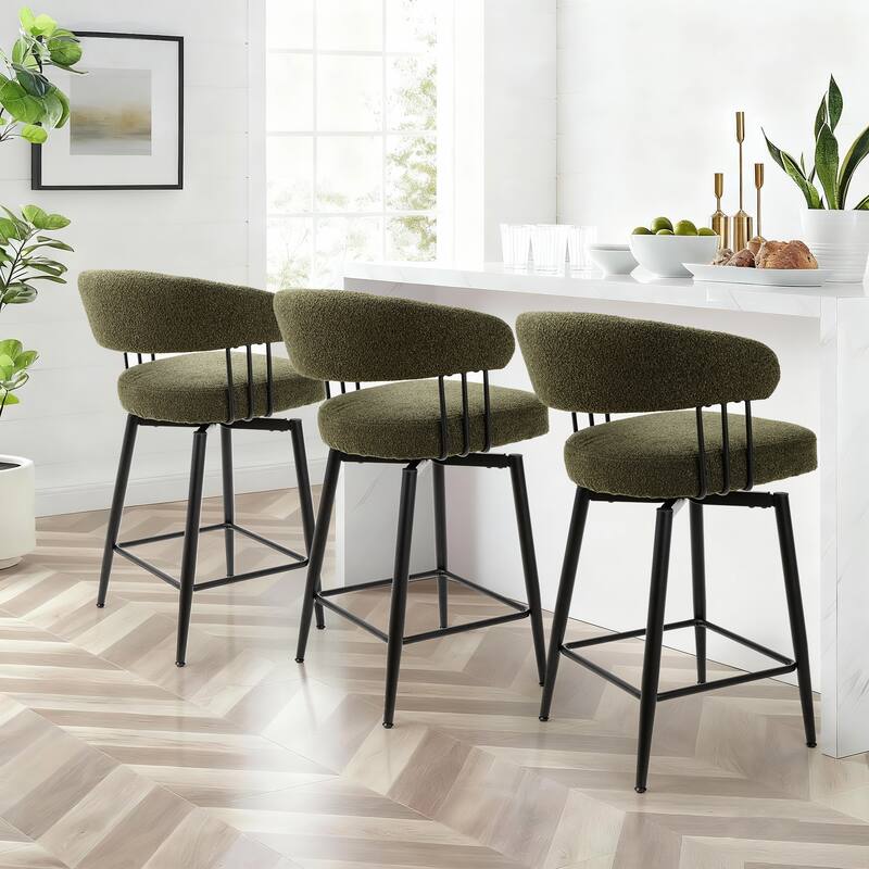 Glitzhome Set of 2 or 4 Modern Fabric/ PU Swivel Counter or Bar Stool with Metal Legs