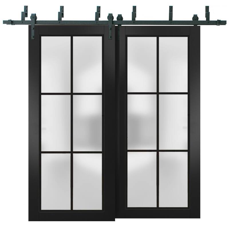 Barn Bypass Doors 36 x 80 Planum 2122 Matte Black Sturdy 6.6ft - Black - 60" x 84" ( 2* 30x84)