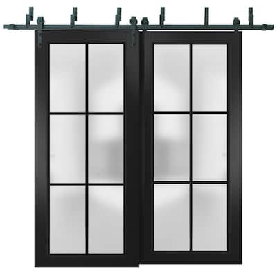 Barn Bypass Doors 36 x 80 Planum 2122 Matte Black Sturdy 6.6ft