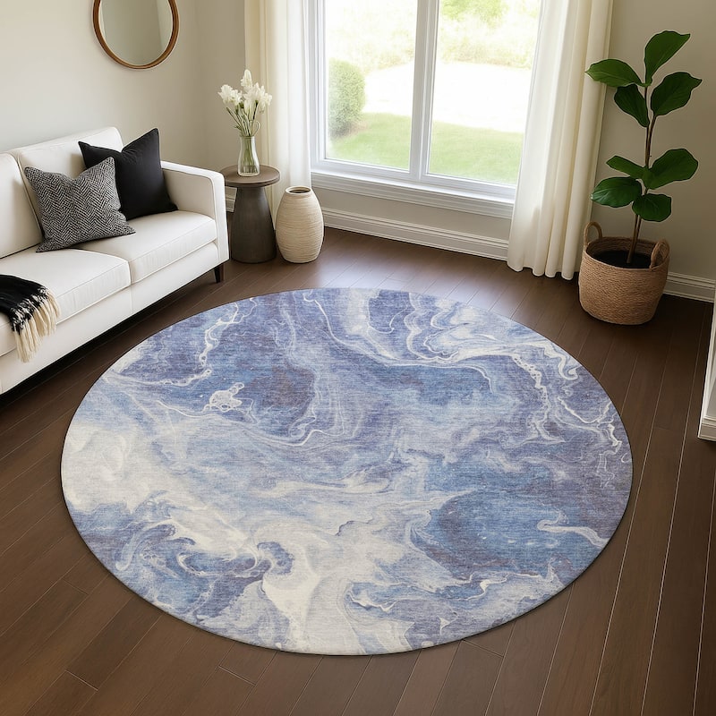 Premium Washable Super Soft Modern Chic Mayfield Rug - Navy - 8' x 8'