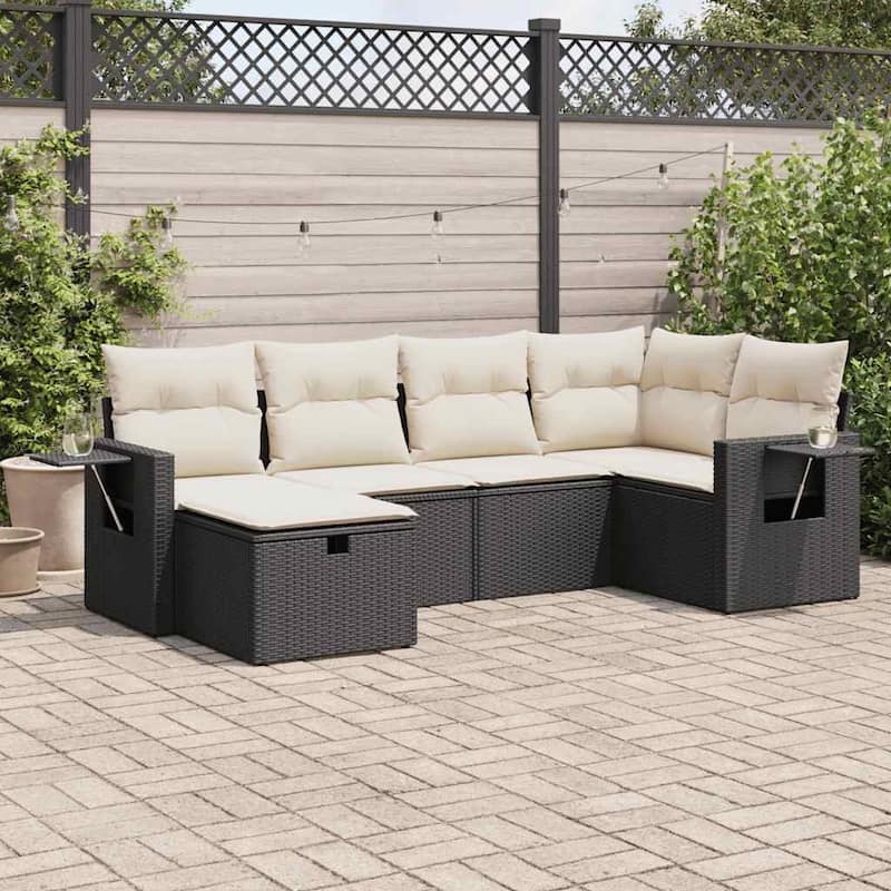 vidaXL Garden Sofa Set Beige/Black/Brown/Grey