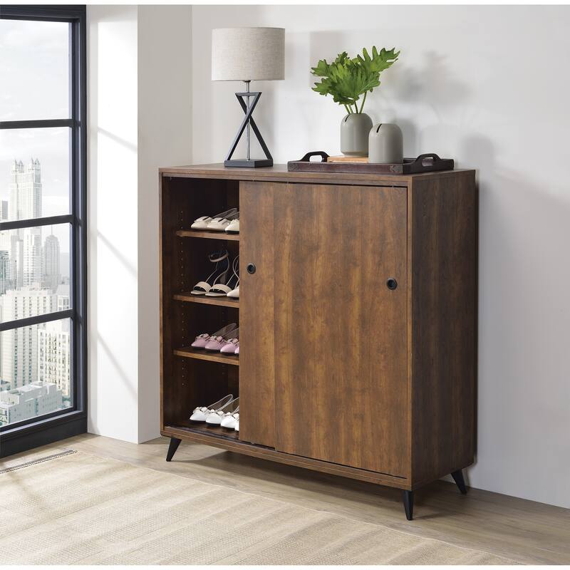 Southside Oak Shoe Cabinet with 2 Sliding Doors