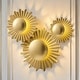 preview thumbnail 1 of 8, 17" Art Deco Gold 3-Light LED Sunbeam Flush Mount Wall Light Sconce