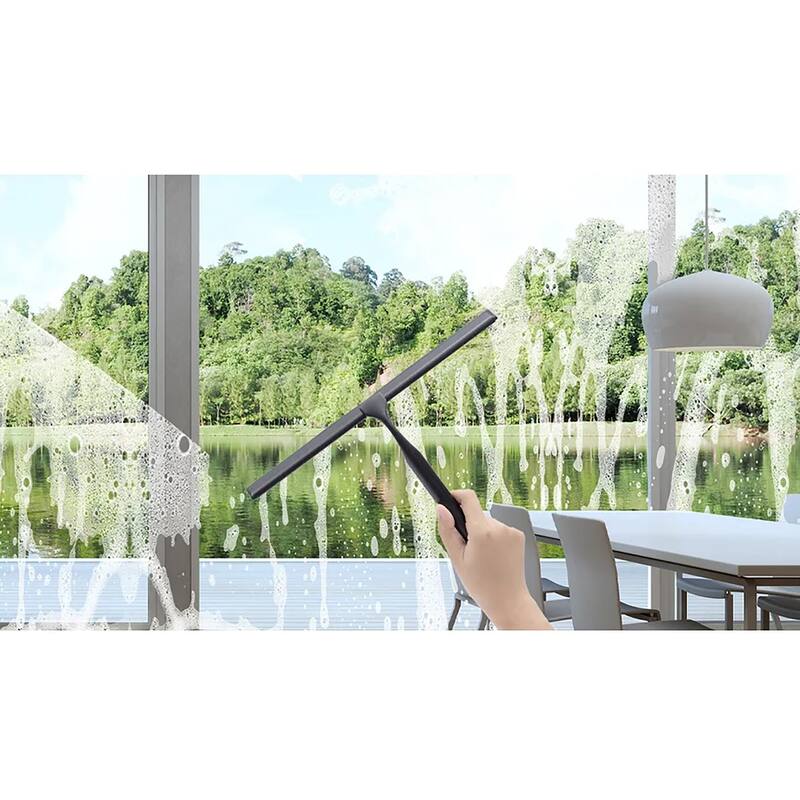 Matte Black Stainless Steel Window Bathroom Cleaning Squeegee - 10"