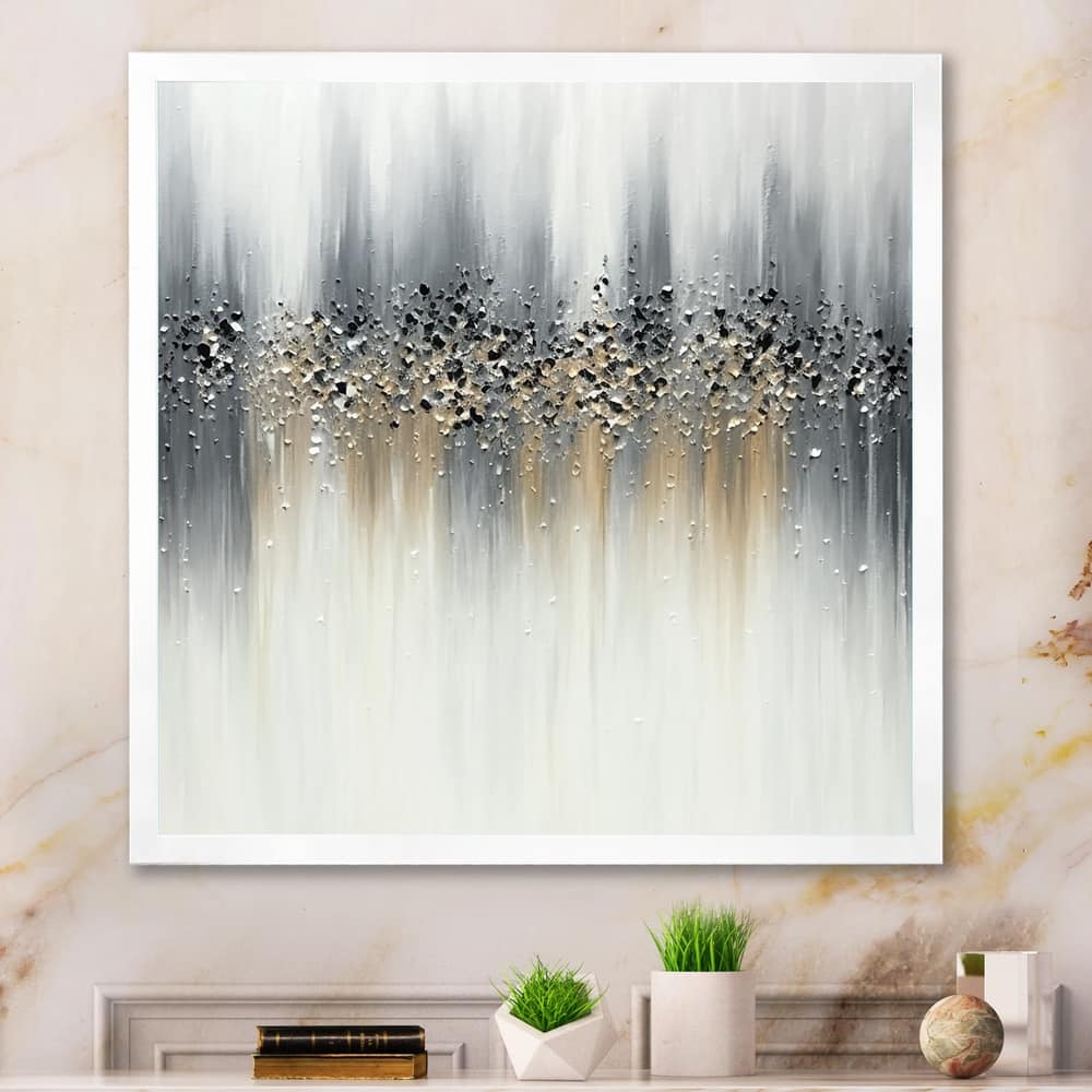 Designart " Gentle Gray Serenity" Abstract Painting Framed Canvas Prints