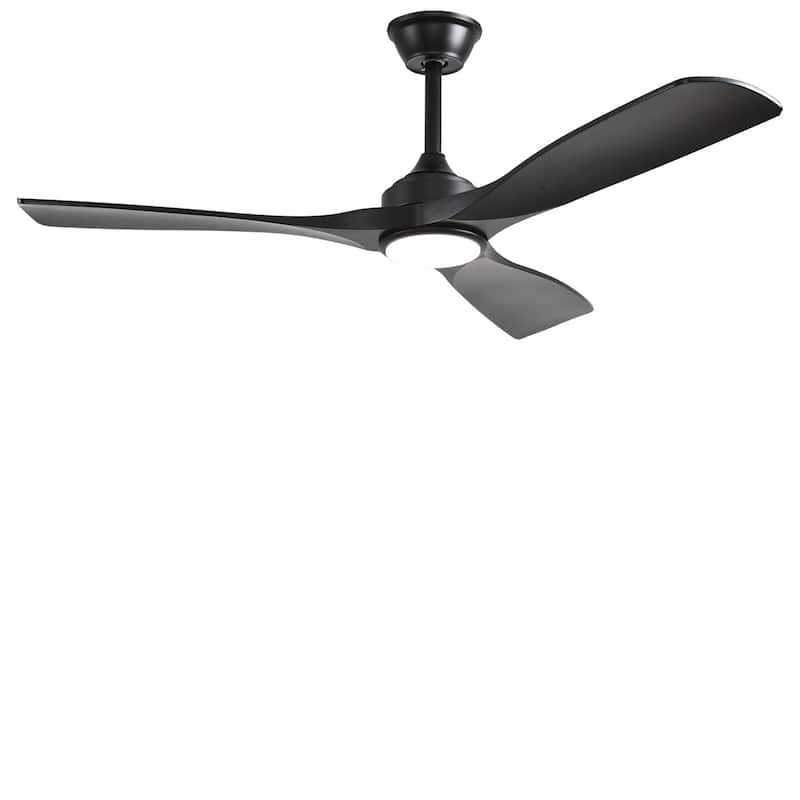 42-52Inch Ceiling Fan with Light: 3 Blade Outdoor Fans for Patios - Dimmable Indoor Fan with Remote APP Control - Black - 52in