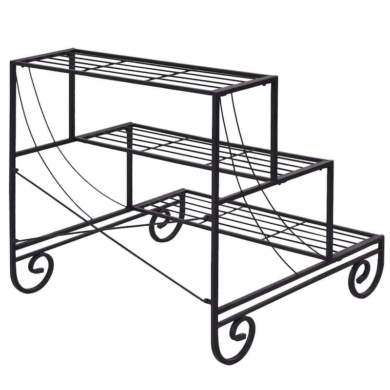 Costway 3 Tier Outdoor Metal Plant Stand Flower Planter Garden Display