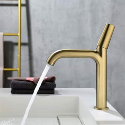 11''H Bathroom Sink Faucet Single with Single Handle in Black/Gold