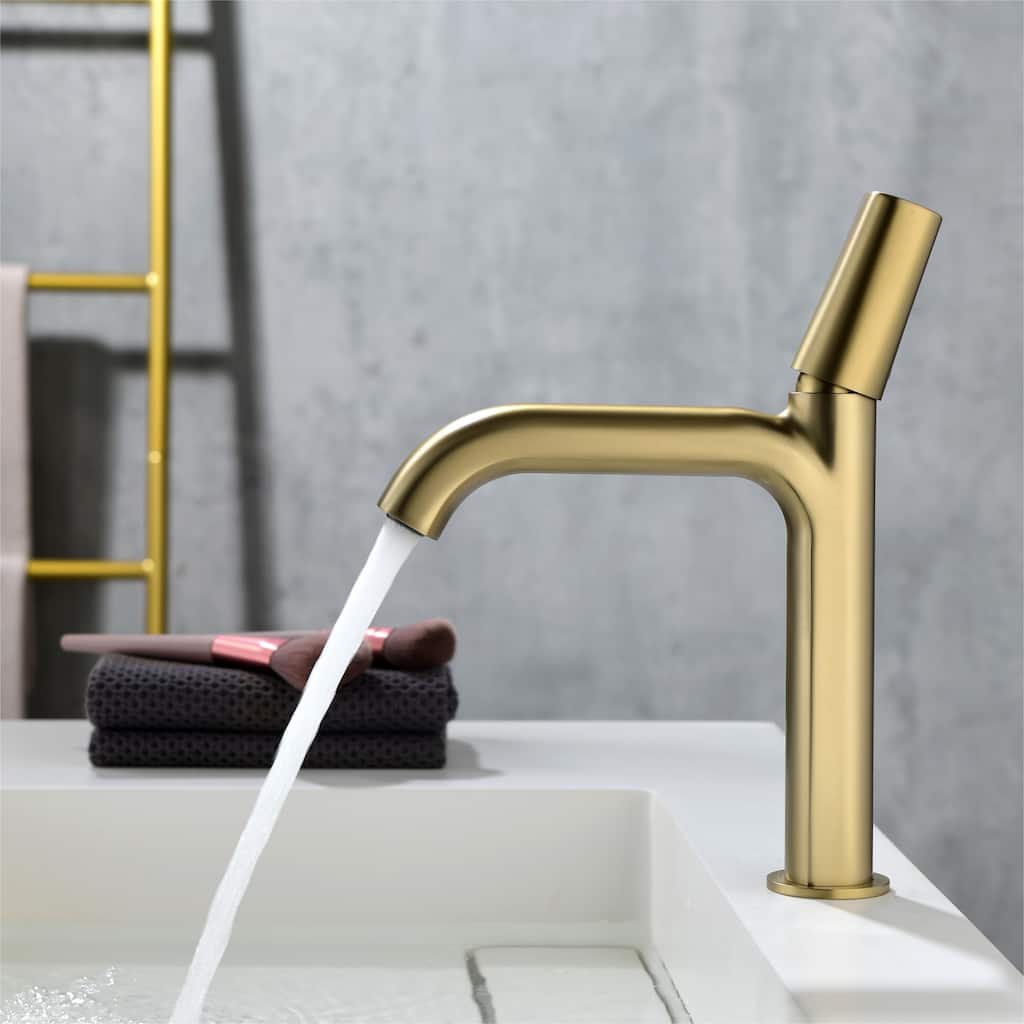 11''H Bathroom Sink Faucet Single with Single Handle in Black/Gold
