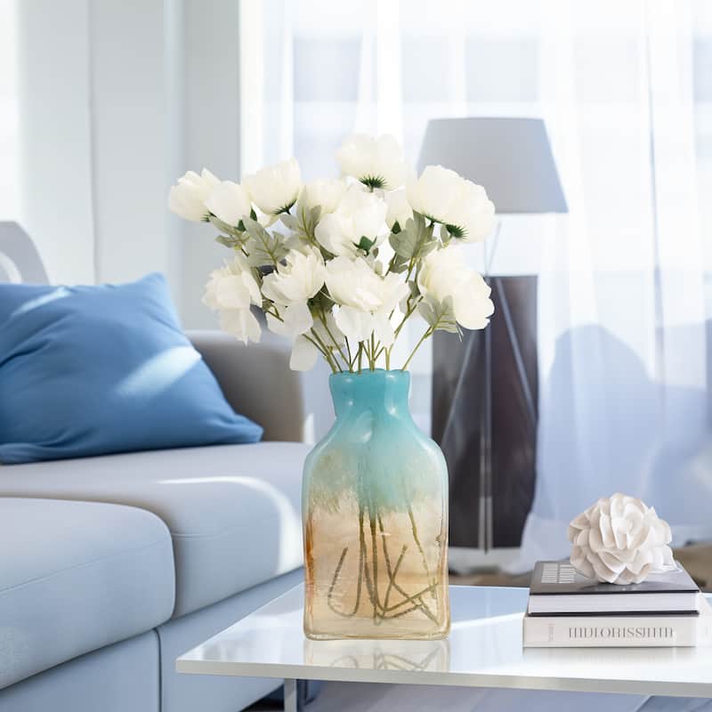 Sagebrook Home Artisan Glass Teal and Apricot Coastal Vase