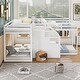 preview thumbnail 2 of 16, Pine Wood Quad Twin L-Shaped Bunk Bed, Middle Staircase, Storage, Space-Saving