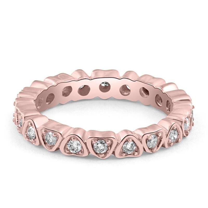 1/2CT Diamond Heart Eternity Ring in White, Yellow, or Rose Gold
