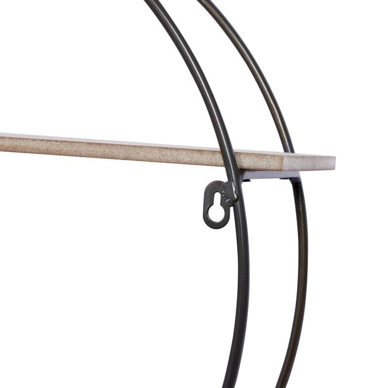 Metal Overlapping Circle 5 Level Geometric Wall Shelf with Wood Accents - Gold or Black