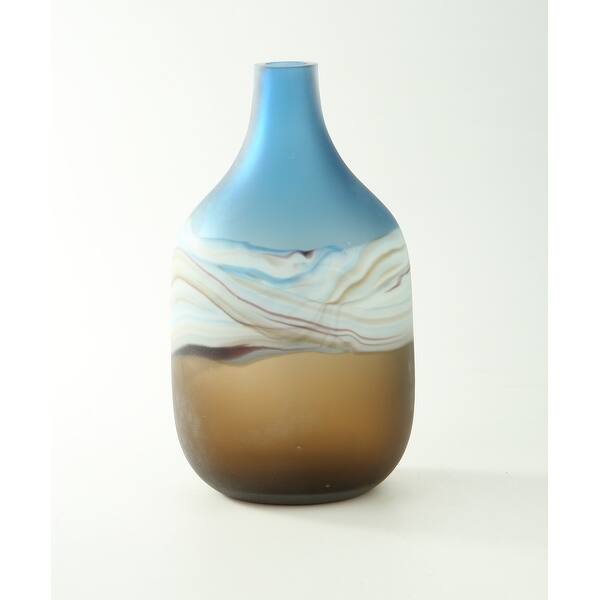 Shop 12 Brown And Blue Ombre Hand Blown Glass Vase On Sale