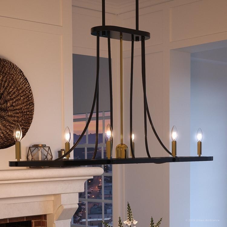 Luxury Transitional Chandelier, 18.75"H x 42"W, with Multi-Tone Style, Black Burgundy Finish by Urban Ambiance (60 to 100 Watts - Steel - N/A - 4 to - Chandeliers For Bedrooms by Overstock.com