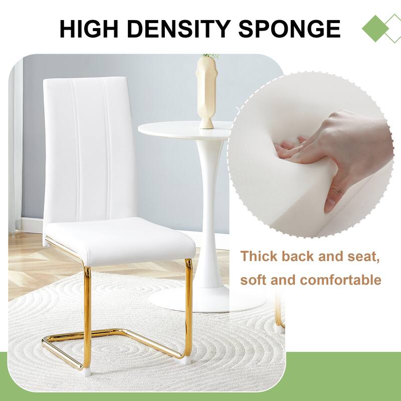 2-Pack PU Upholstered Dining Chairs - Modern High-Back Side Chairs with Luxury Gold-Plated Iron Tube Legs for Dining Room