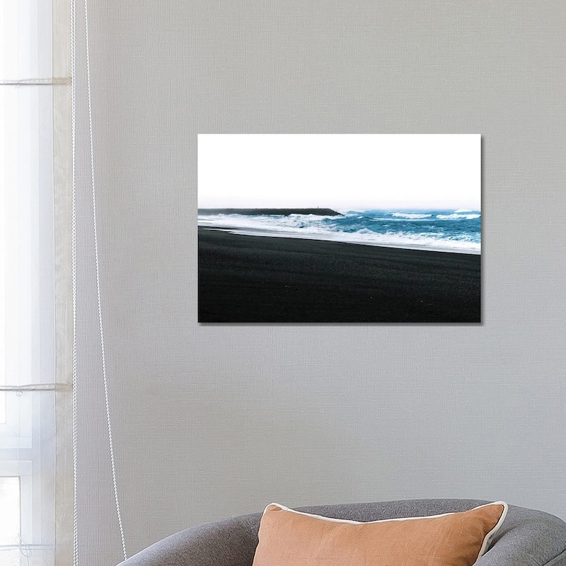 iCanvas "Waves Coming Onto The Black Sand Beach In Vik Iceland" by Michael Schauer Canvas Print - 18x26x1.5