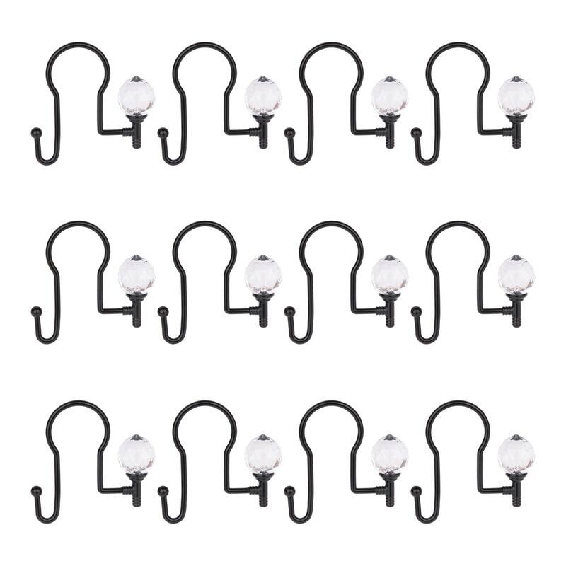Utopia Alley Rustproof Zinc Double Shower Curtain Hooks for Bathroom, Crystal Design, Set of 12