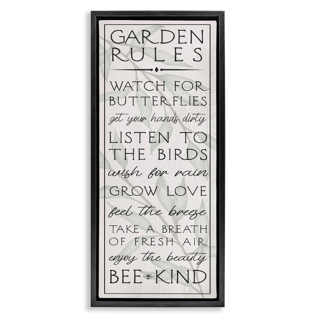 Stupell Uplifting Garden Rules Framed Floater Canvas Wall Art Design By Lil' Rue