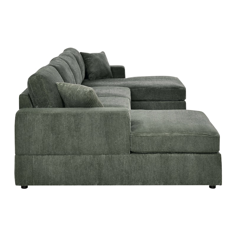 3-Piece Double-Chaise Sectional Sofa - 60.5" D x 120" W x 33" H