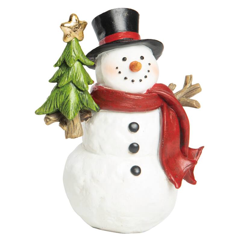 Transpac Resin 7 in. Multicolored Christmas Merry Snowman Figurine - On ...