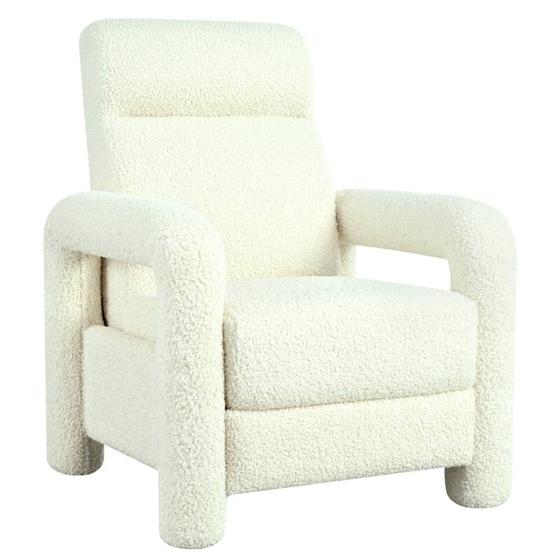 Push Back Recliner Armchair, 31.25" Teddy Upholstered Single Sofa Chair with 3-Position Adjustable Backrest for Living Room