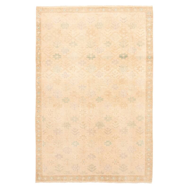 ECARPETGALLERY Hand-knotted Antalya Vintage Beige Wool Rug - 3'1 x 4'9
