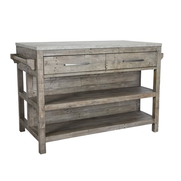 2 Drawer Reclaimed Wood Kitchen Island with Concrete Top ...