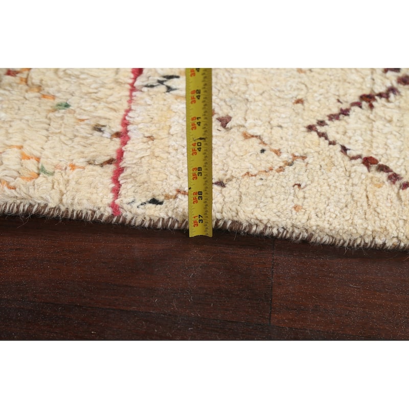 Geometric Oriental Moroccan Wool Area Rug Hand-knotted Tribal Carpet - 5'11" x 9'1"