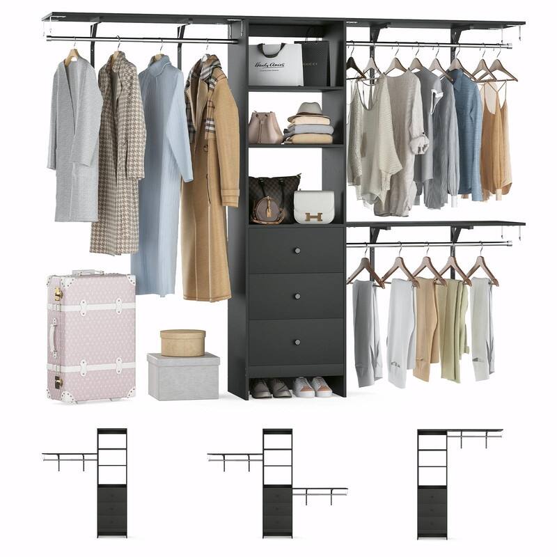 High-Capacity Closet Organizer Wardrobe Rack with Drawers, Shelves & Expandable Hanging Rods (Fits 6-9 ft Spaces)