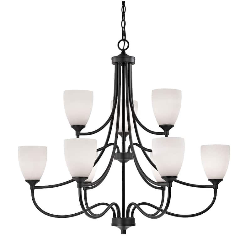 Arlington 22-inch Wide 3-Light Chandelier in Oil Rubbed Bronze with White Glass - 36in W x 36in D x 33in H
