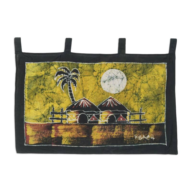 Novica Handmade Aklowa By Day Batik Cotton Wall Hanging