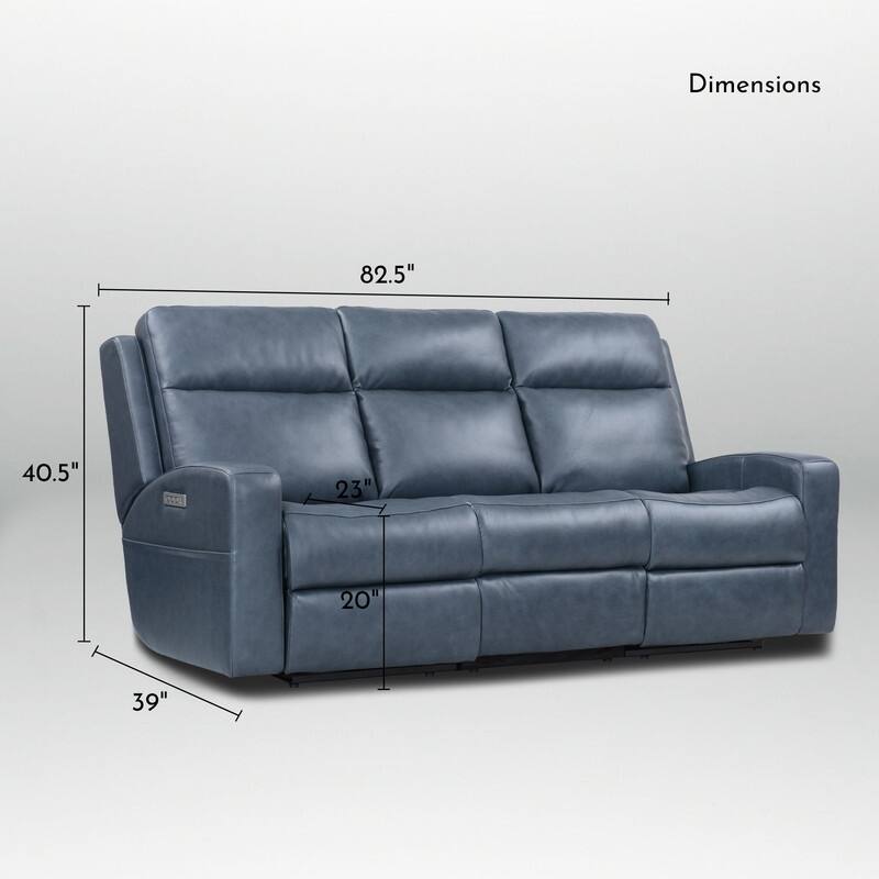 89" Wide Top Grain Leather Power Reclining Sofa Electric Recliner Sofa with Storage, USB Charge Port, Adjustable Headrest