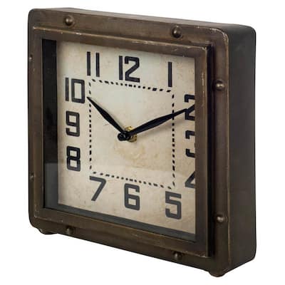 Mercana Redding Bronze Toned Metal Square Table Clock - 2.5L x 8.3W x 8.5H