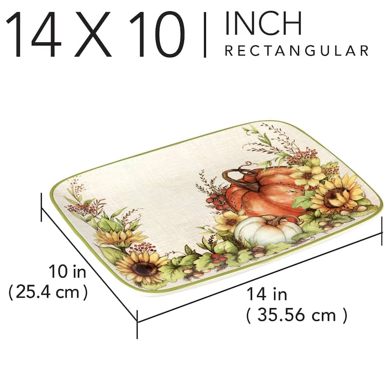 Certified International Autumn Breeze Rectangular Platter, 14" X 10" - 14" x 10" x 1"