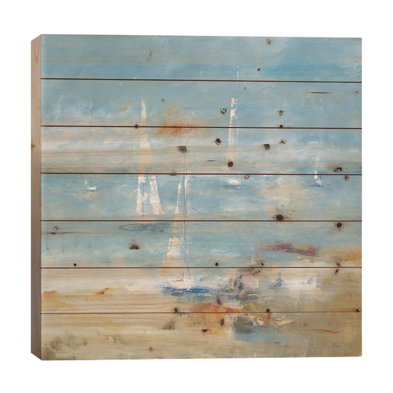 Sail Away Print On Wood by Lisa Ridgers - Multi-Color - 26x26x1.5