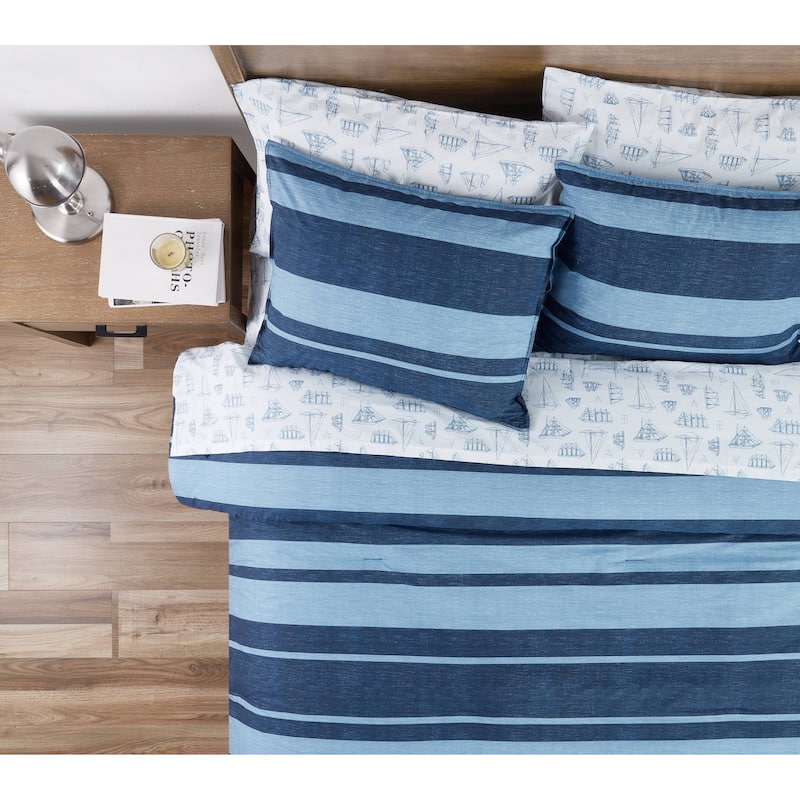 Nautica Longpoint Navy Reversible Cotton Comforter Set