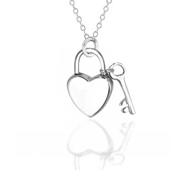 925 Sterling Silver Polished Black & White CZ Love In Heart Chain Slide Charm Pendant 