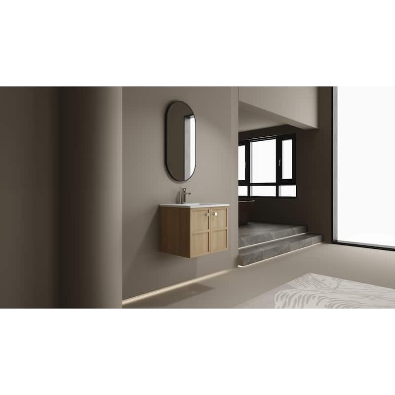 GDFStudio - Cairo Modern Wall-Mounted Bathroom Vanity Set with Scratch-Resistant Resin Sink & Soft Close Doors