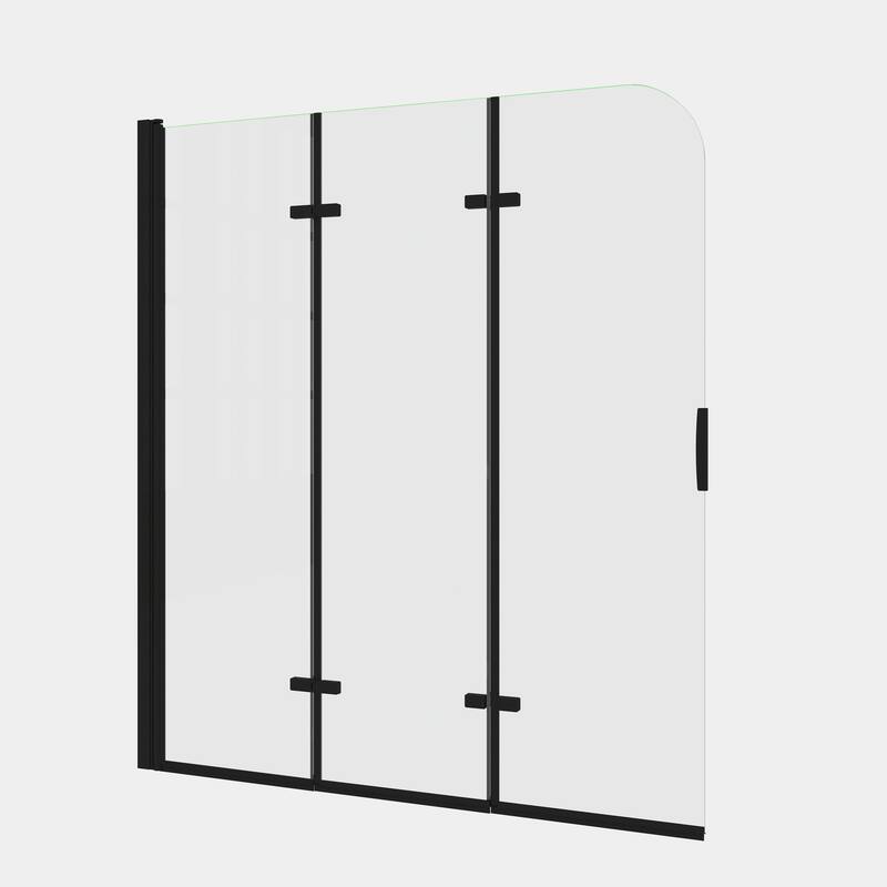 51" W x 59"H Three Plates Folding Tub Door Bathtub Screen with Clear Glass