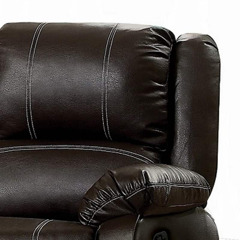 Zuru Motion Manual Recliner Loveseat, Pillow Top, Brown Faux Leather