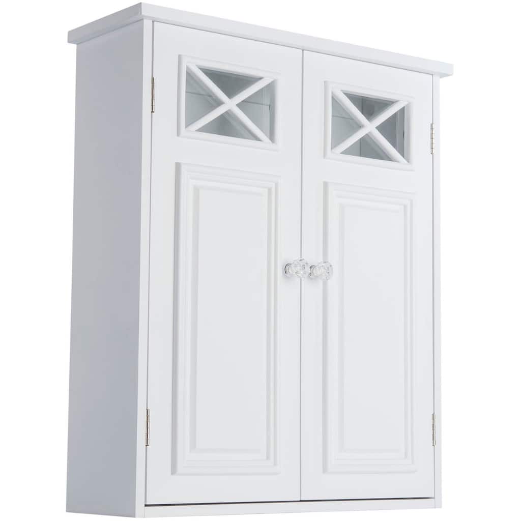 Teamson Home Dawson Removable Wooden Wall Cabinet with Cross Molding and 2 Doors, White - 22"h x 18"w x 5"d