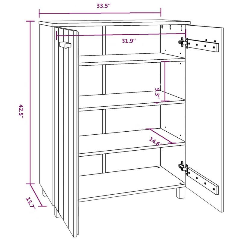 Accent Shoe Cabinet, 2 Doors, Farmhouse White Solid Pine Wood